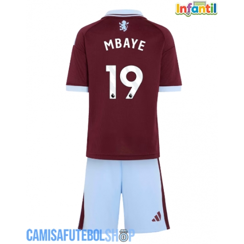 Camisa de time de futebol Aston Villa Ibrahim Mbaye #19 Replicas 1º Equipamento Infantil 2026-27 Manga Curta (+ Calças curtas)